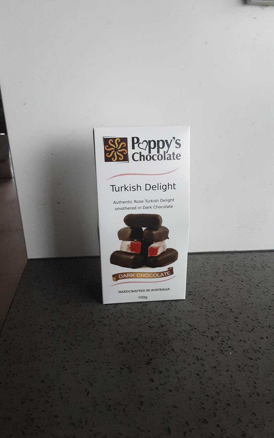 Customer photo review of Chocolate Coated Turkish Delight Dark Chocolate 100g
