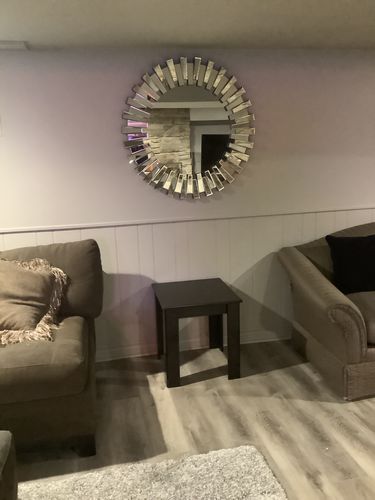 Customer photo review of Modern Sunburst Beveled Round Mirror 36"