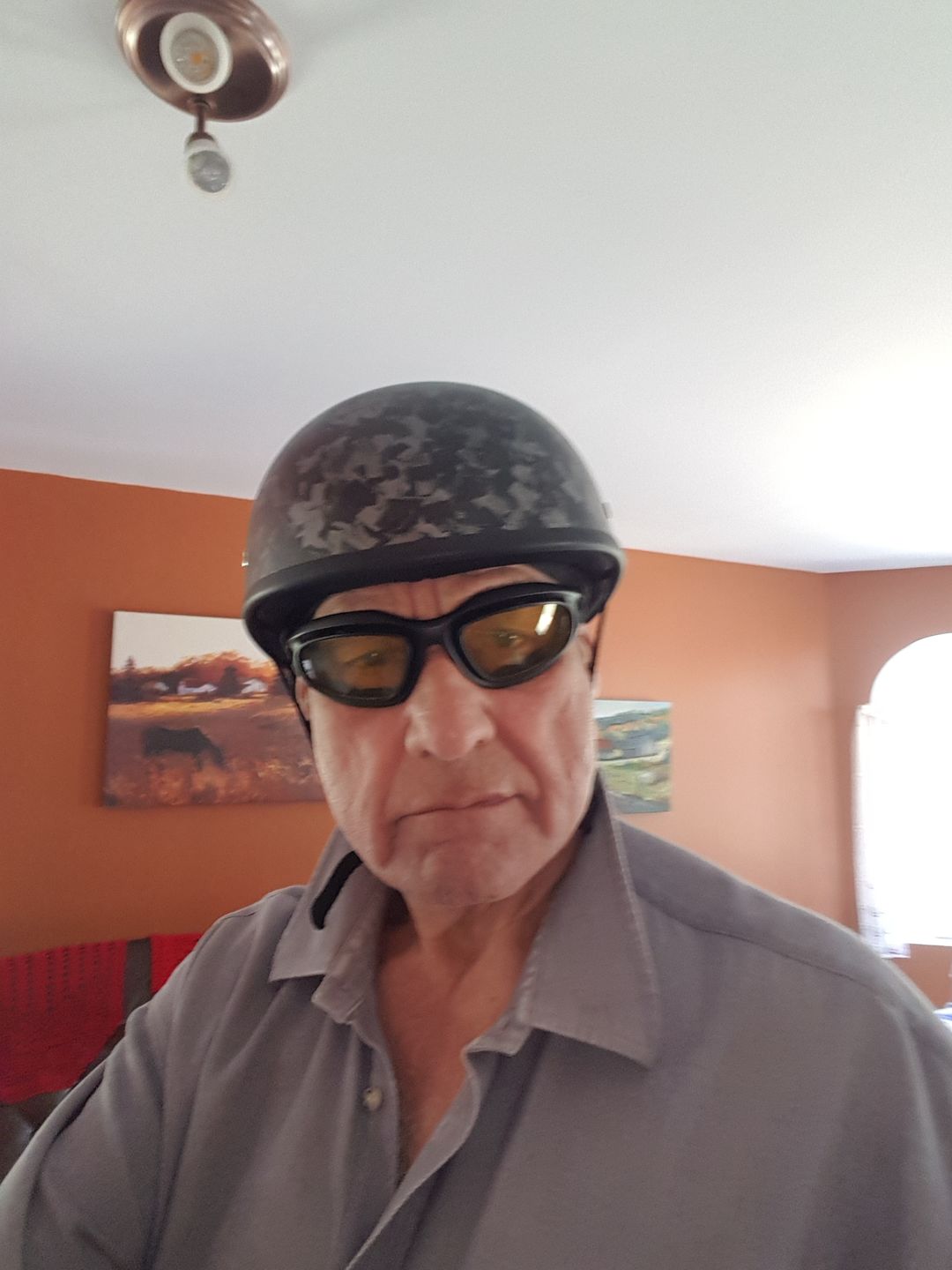 Customer photo review of Smallest Lightest SOA DOT Beanie Helmet - Carbon Fiber