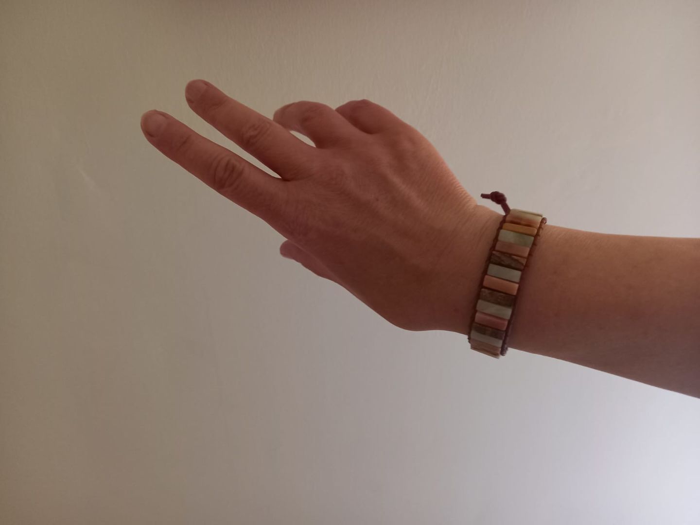 Customer photo review of Natural Rainbow Jasper Bead Bracelet