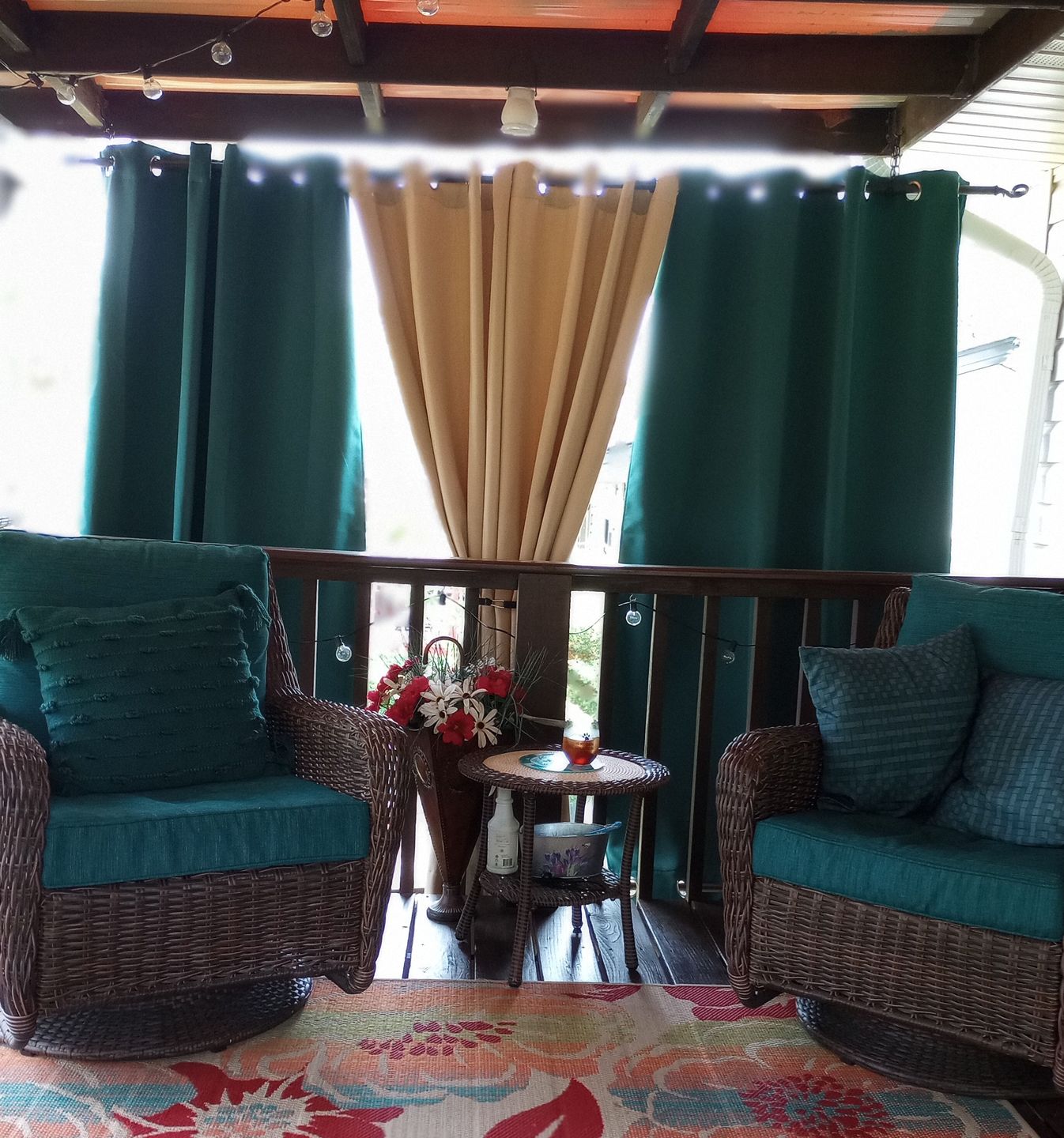 Customer photo review of Top & Bottom Grommet Windproof Outdoor Curtains for Patio 1 Panel