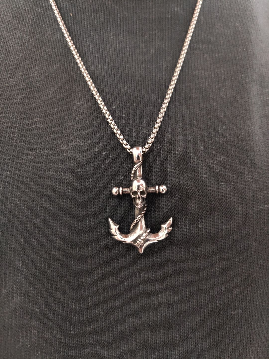 Customer photo review of SKULLED ANCHOR. - NECKLACE