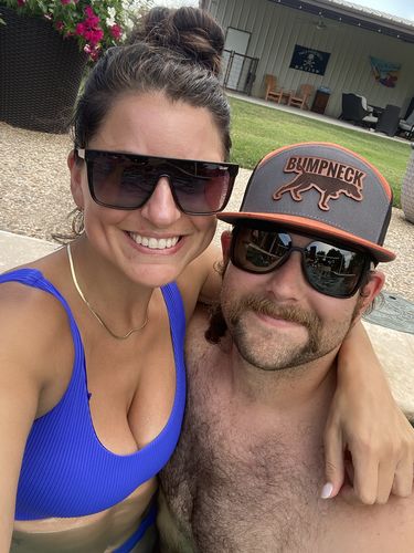 Customer photo review of Flat Bill Seven-Panel Leather Patch Hat - Richardson 168