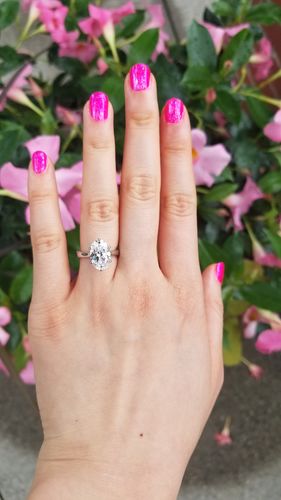 Customer photo review of Solitaire 3ct Oval CZ Ring in Sterling Silver