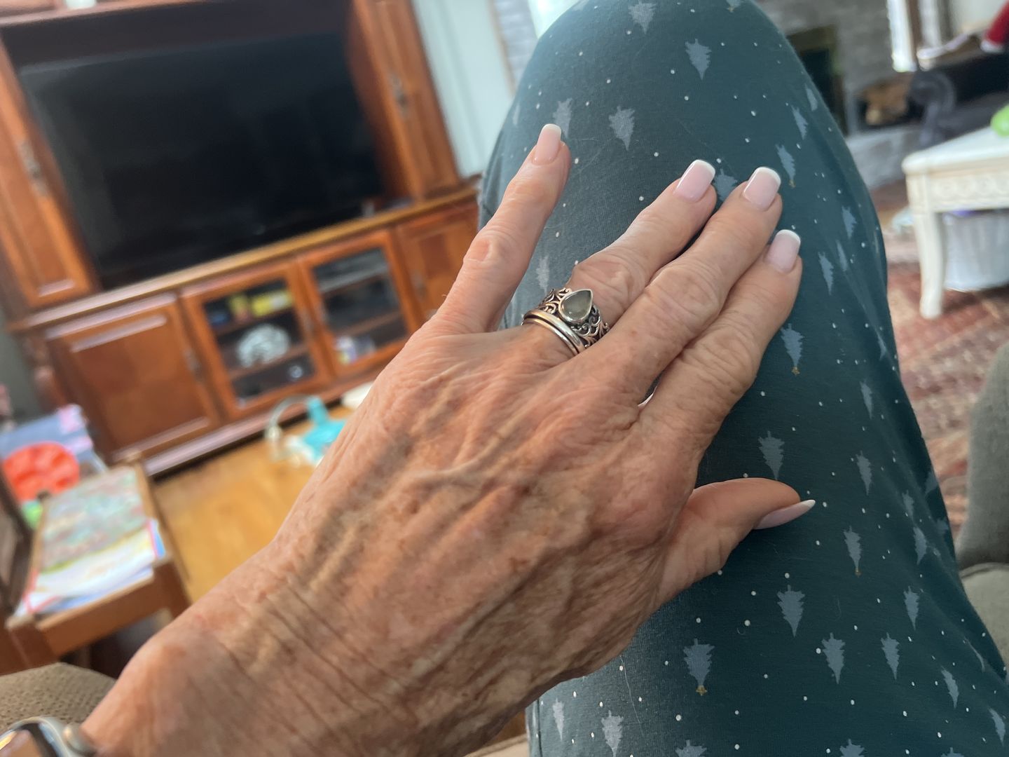 Customer photo review of Teardrop Aquamarine Fidget Ring Sterling Silver