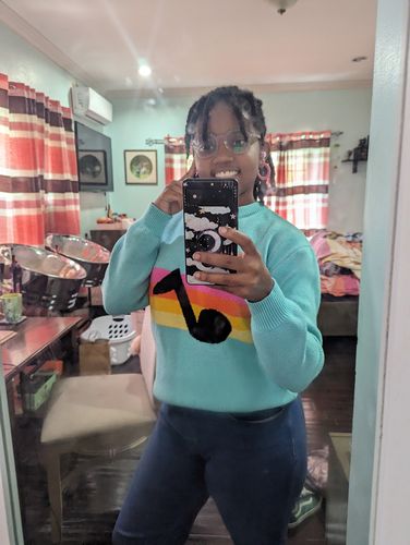 Customer photo review of Music Note Sweater