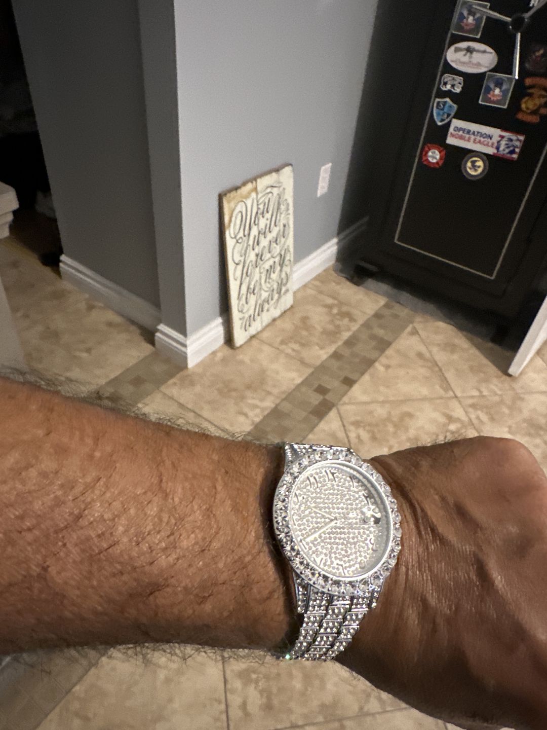 Customer photo review of Arabic Dial Diamond Simulant Watch - Silver