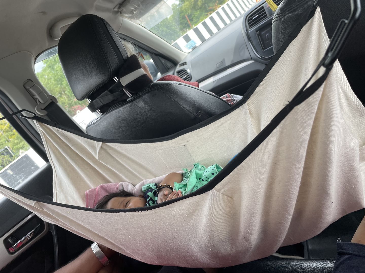 Customer photo review of CarNap - Portable Car Hammock for 0 to 3 year baby | with Adjustble Belt, Hammock Cloth, Hangers and Carry Bag
