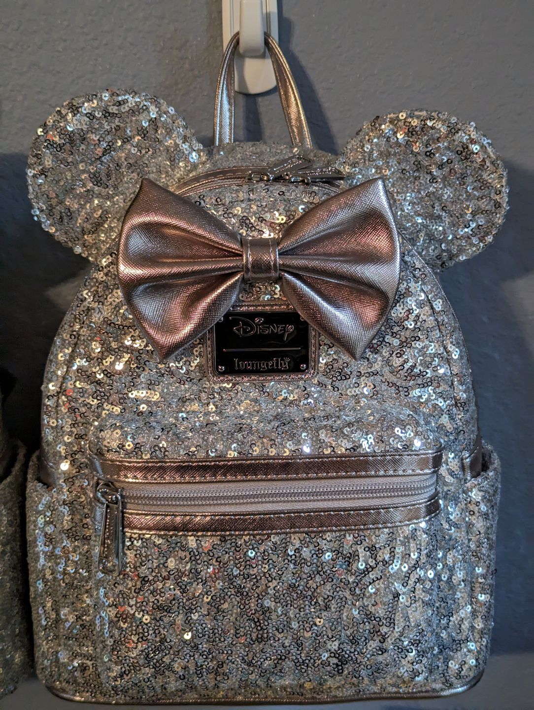 Customer photo review of 707 Street Exclusive - Loungefly Disney Minnie Mouse Silver Sequin Mini Backpack