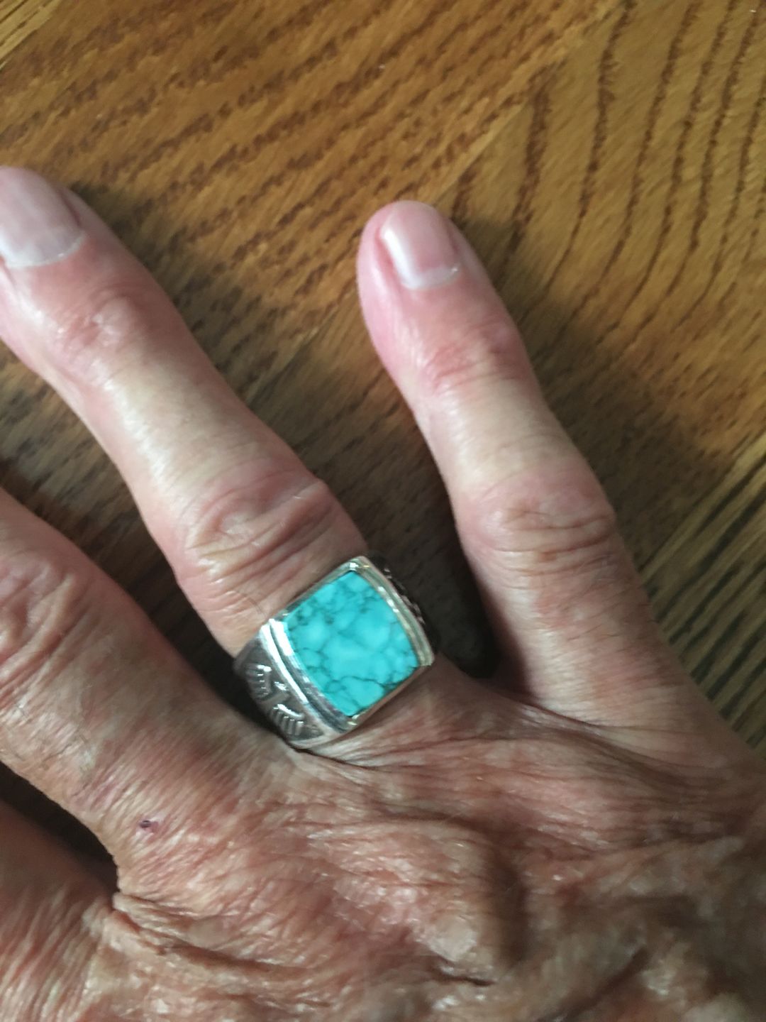 Customer photo review of Eagle Turquoise Ring for Men Sterling Silver