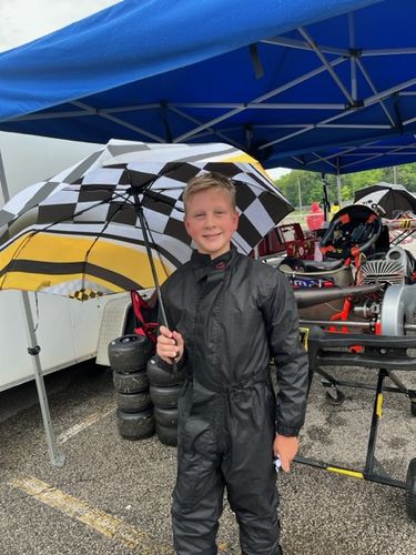 Customer photo review of Checkered Flag Racing Style Umbrella
