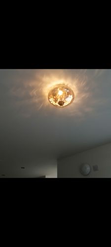 Customer photo review of Hammered Glass Bowl Ceiling Light in Gold