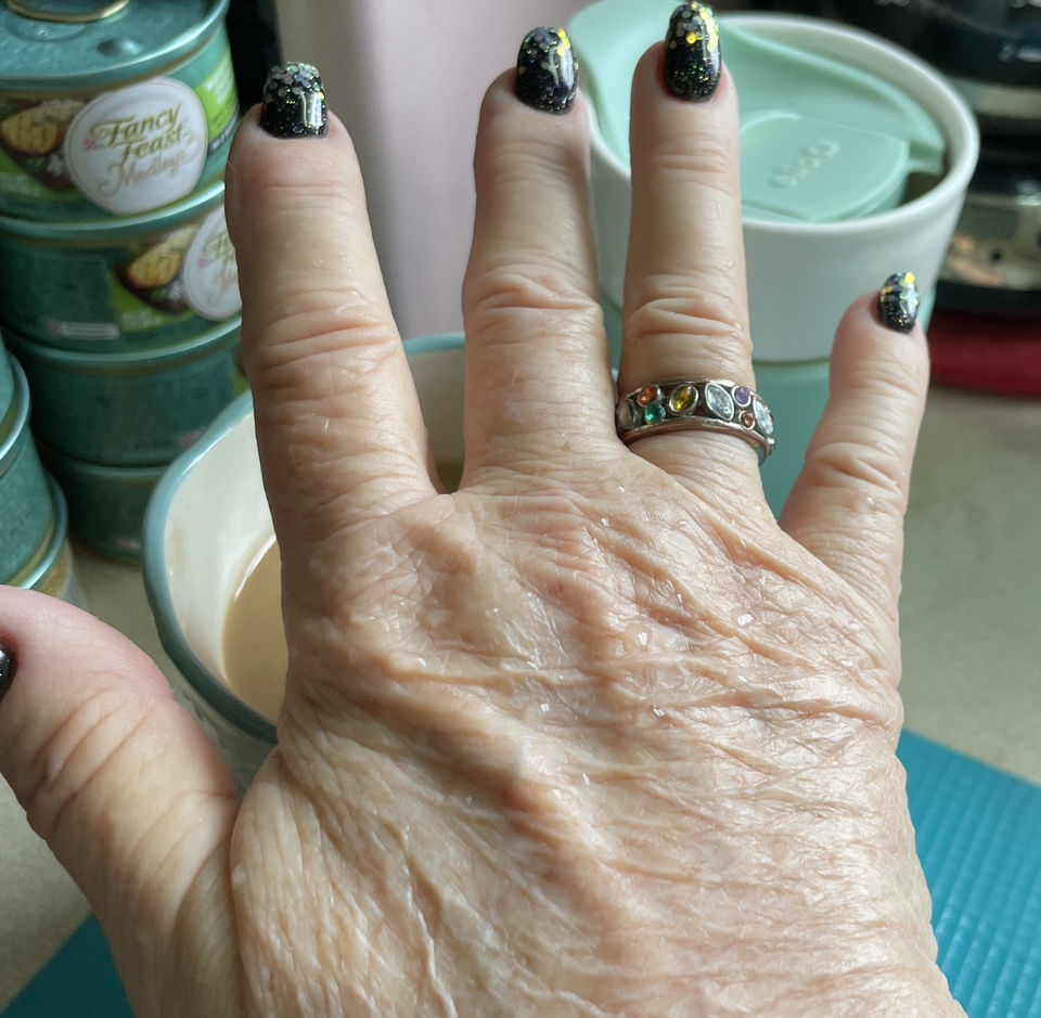 Customer photo review of Sterling Silver Spinner Teardrop Moonstone Ring