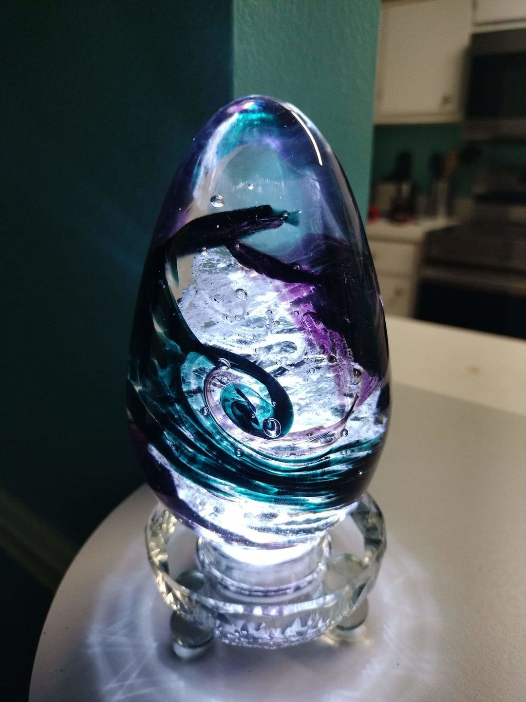 Customer photo review of Glimmer Egg with Cremation Ash