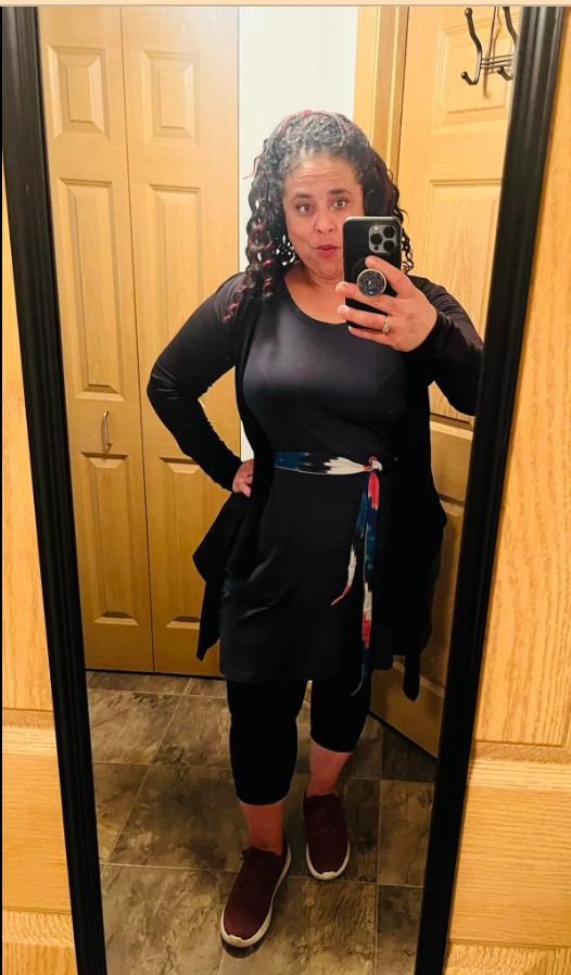 Customer photo review of NEW! Skinny IKAT Wrap Belt Symmetry