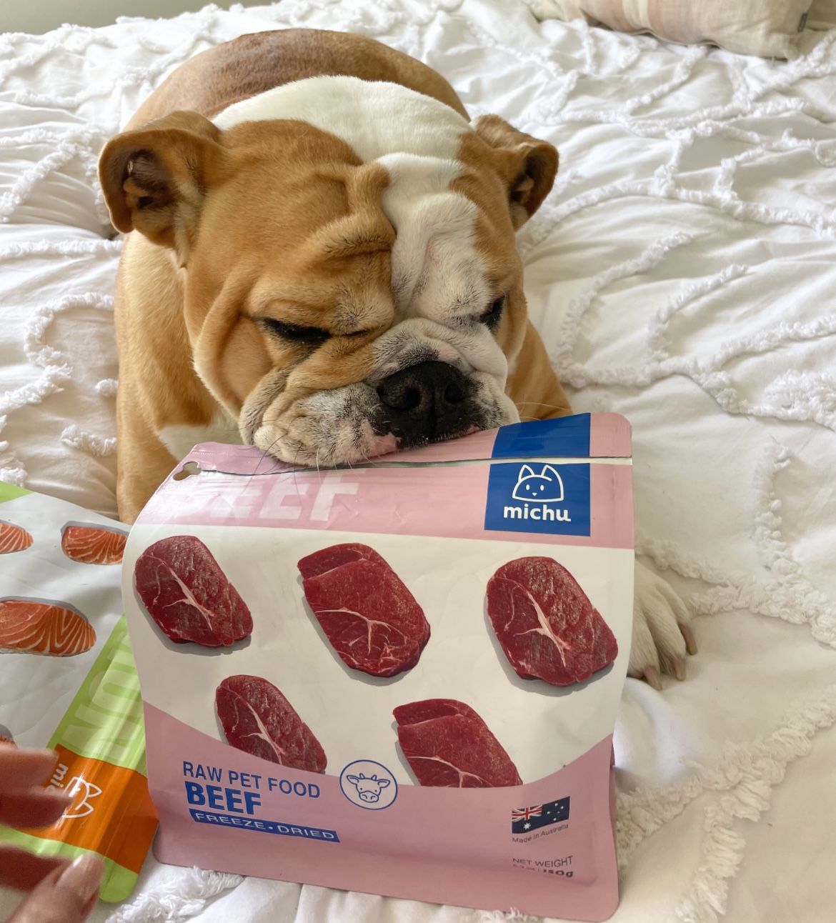 Customer photo review of Michu Freeze-Dried Raw Pet Food Pet Food 150g - Made in Australia