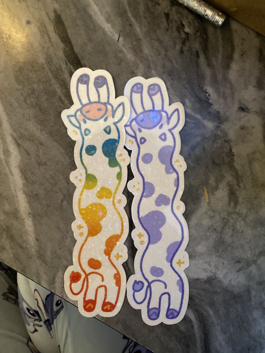 Customer photo review of MORE Sparkly Long Cow Stickers!