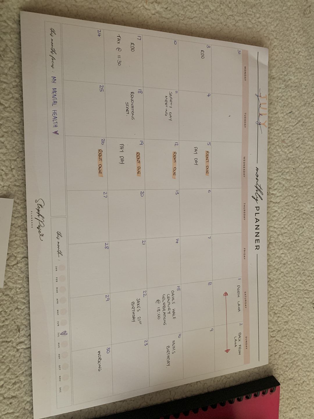 Customer photo review of Monthly Desktop Planner