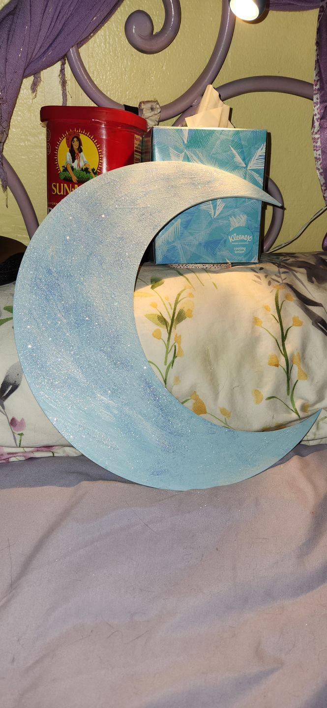 Customer photo review of Unfinished Wood Crescent Moon Shape - Night Sky - Craft - up to 24" DIY