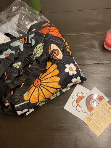 Customer photo review of Hippie Mushroom On Black Dog Car Seat Covers