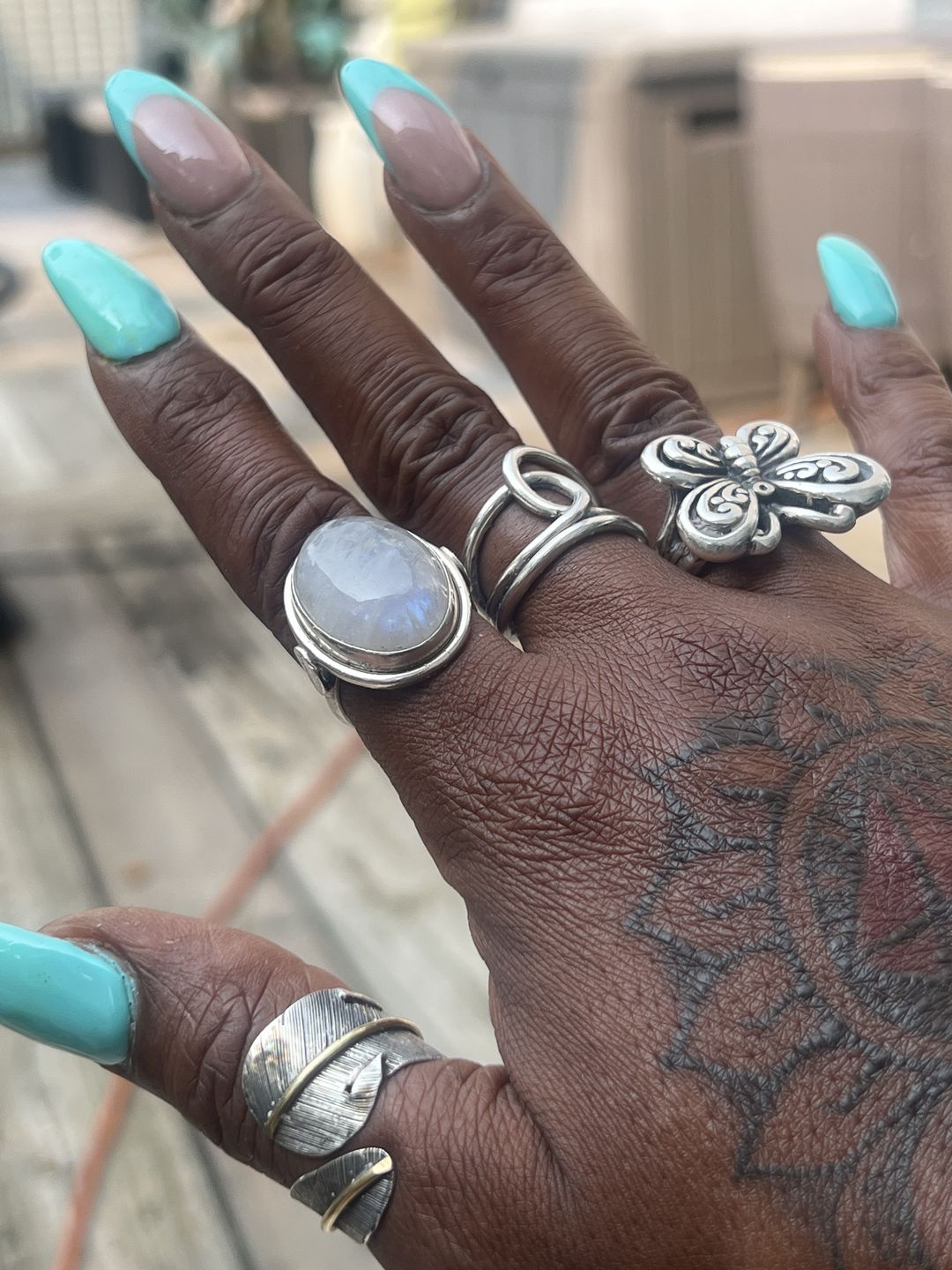 Customer photo review of Boho Feather Silver Ring