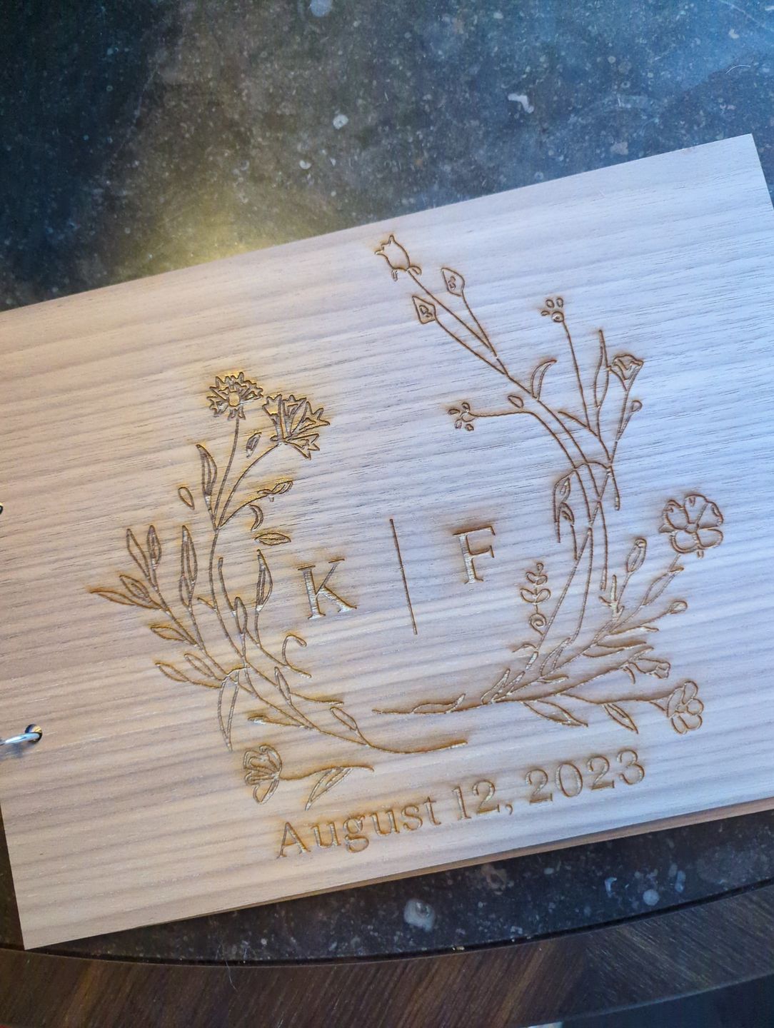 Customer photo review of Personalised Engraving Wooden Wedding Guest Book