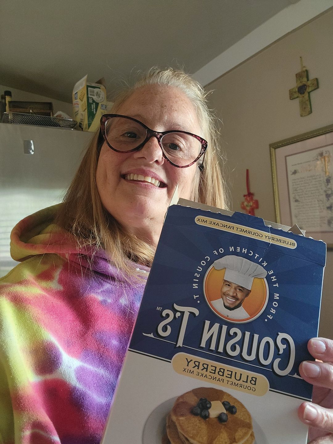 Customer photo review of Cousin T's Blueberry Gourmet Pancake Mix (2 Pack)