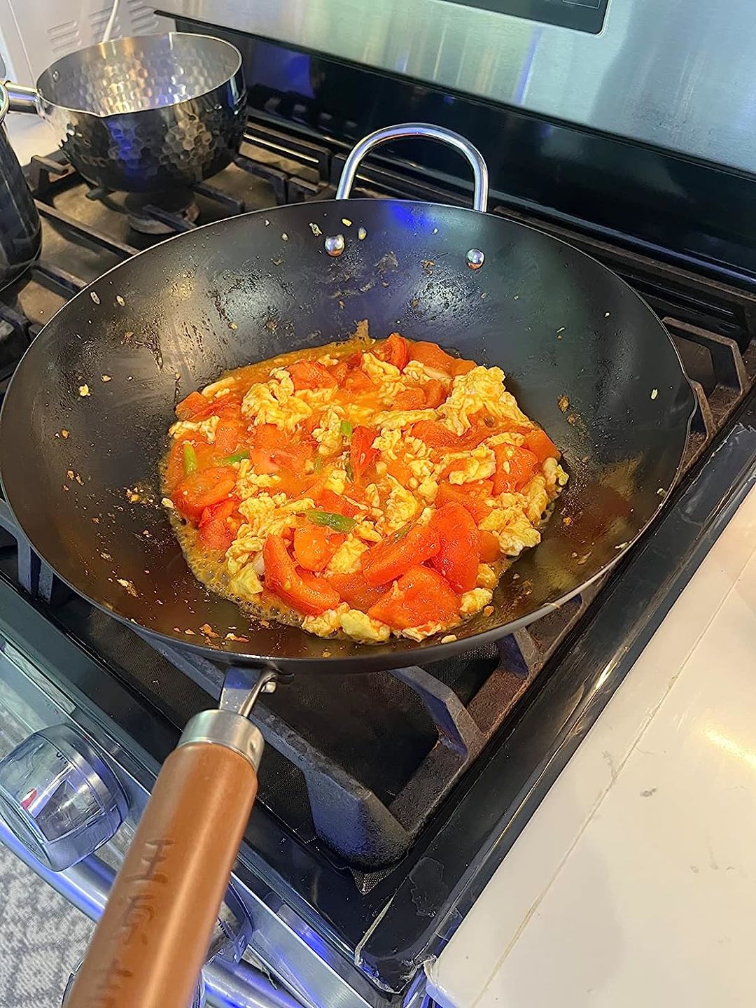 Customer photo review of WANGYUANJI Carbon Steel Wok Pan