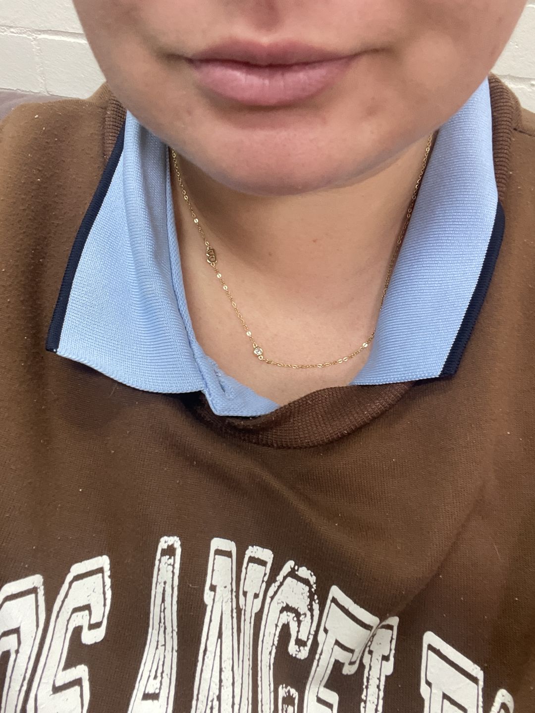 Customer photo review of Sideways Pave Single Letter Necklace