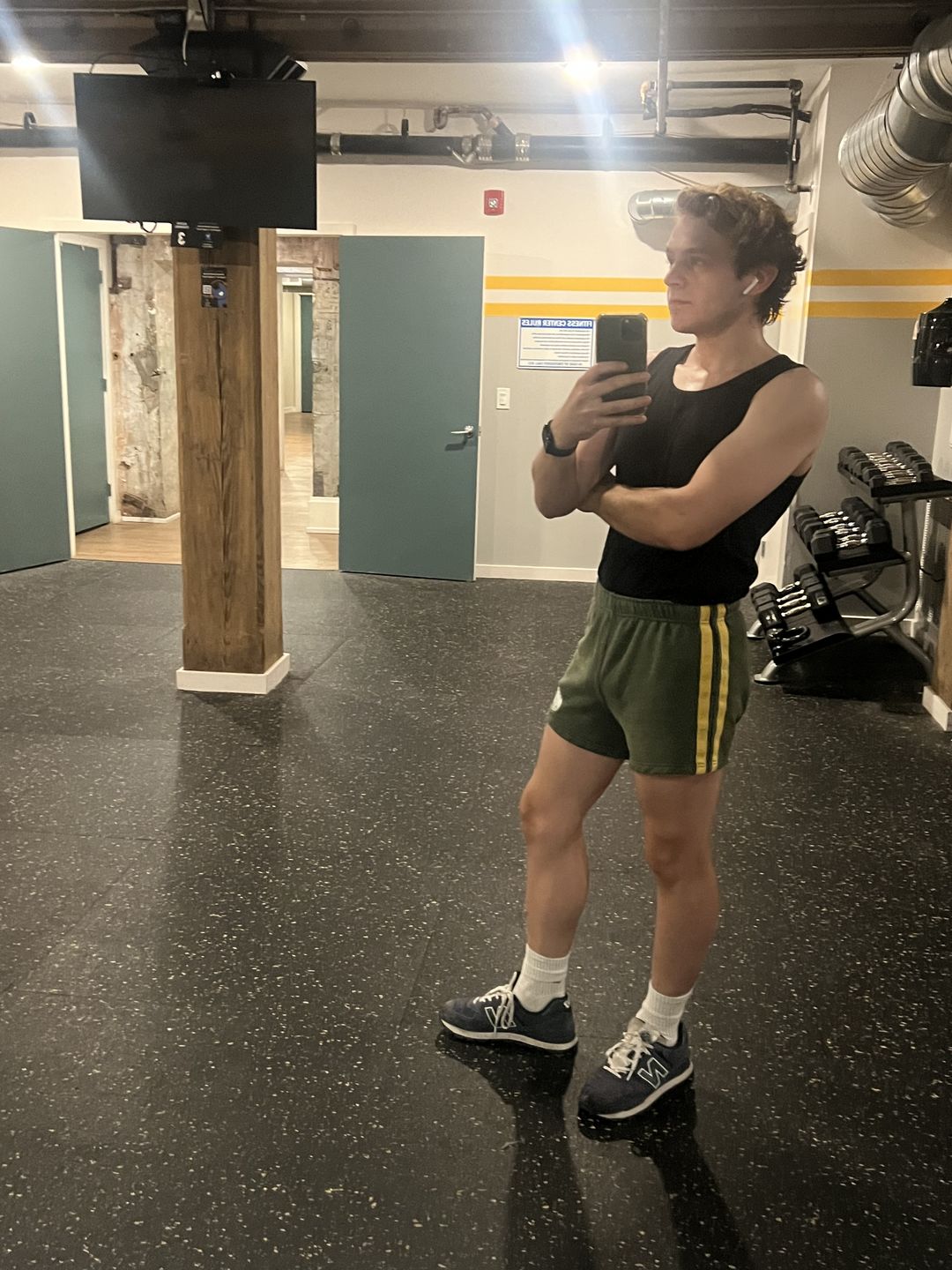 Customer photo review of Vintage Cotton Gym Shorts - Washed Green