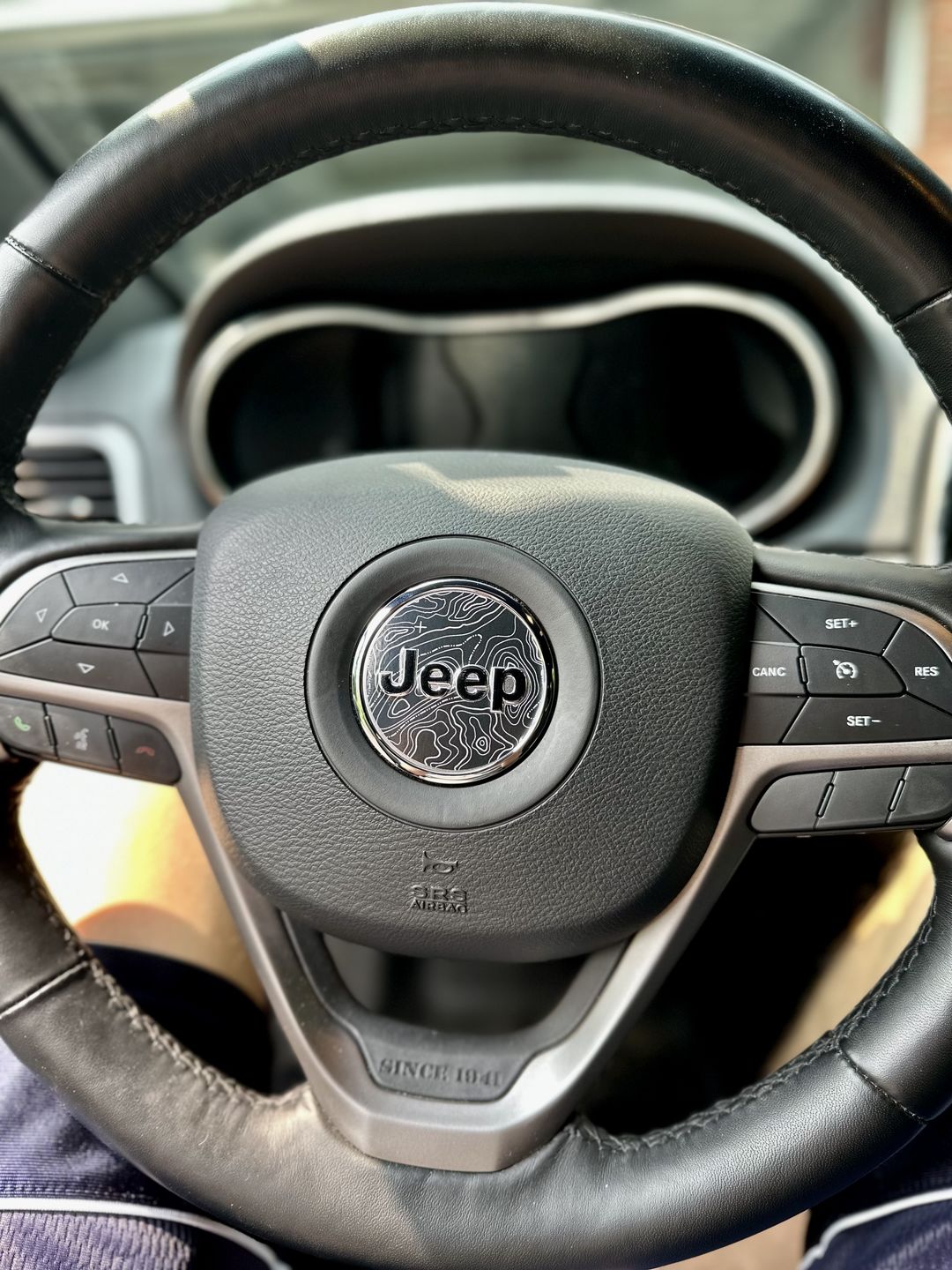 Customer photo review of Topographical Map Print Steering Wheel Decal for Jeep