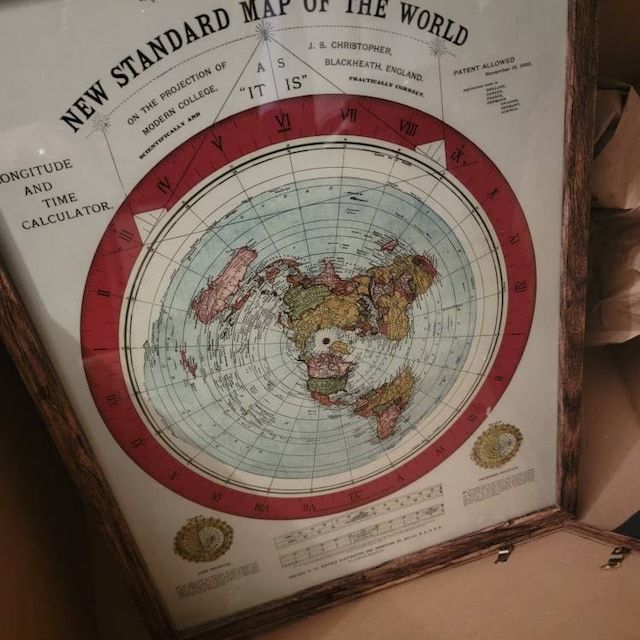 Customer photo review of Old Flat Earth World Map, 1892, by Alexander Gleason - Rare Patented Polar Azimuthal Projection