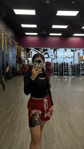 Customer photo review of LA 'Ave Maria' Premium Mesh Shorts