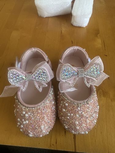 Customer photo review of Summer Baby Girl Rhinestone Ribbon Princess Shoes
