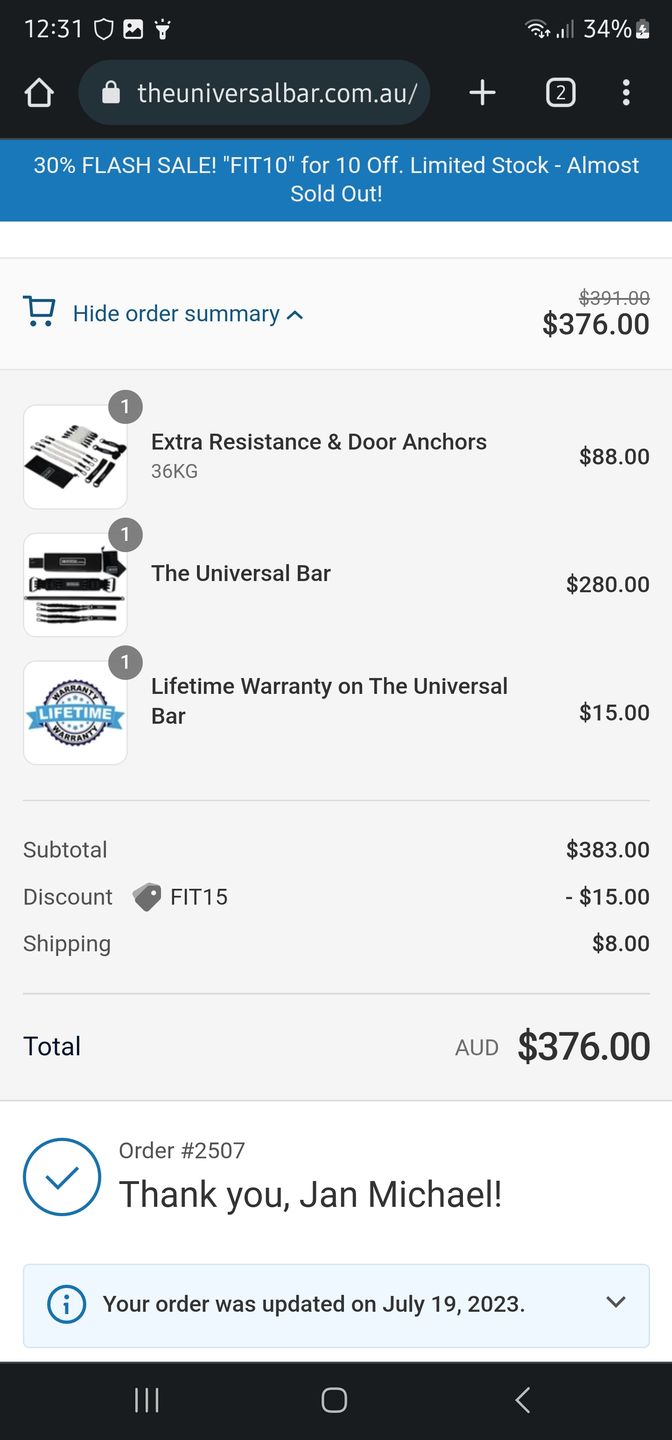 Customer photo review of The Universal Bar