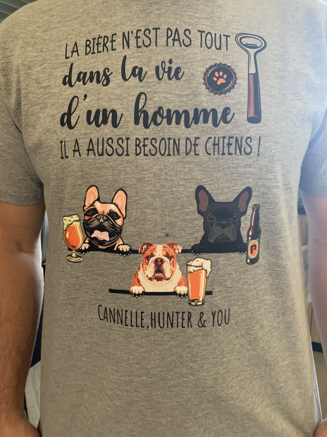 Customer photo review of Bière et Wouaf - T-Shirt personnalisé