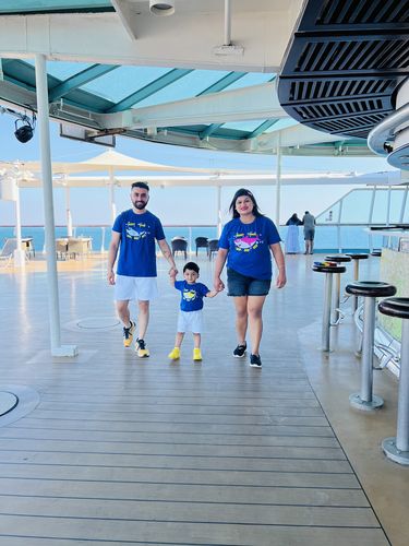 Customer photo review of Baby Shark Theme Matching Family T-Shirts Set of 3, 4, 5 for Mom, Dad, Son & Daughter