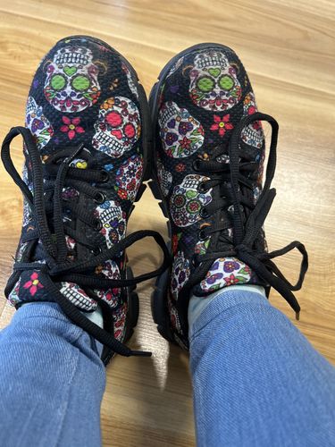 Customer photo review of Sugar Skull Pattern Print Women's Sneakers
