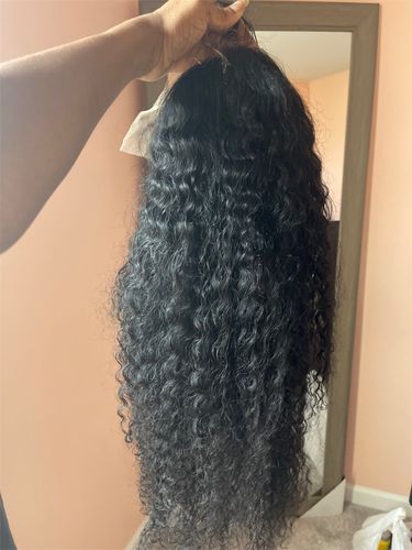Customer photo review of Deep Wave Pre-Made Hairline 360 Lace Frontal Ponytail Wig