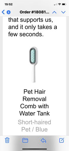 Customer photo review of Pet Hair Removal Comb with Water Tank