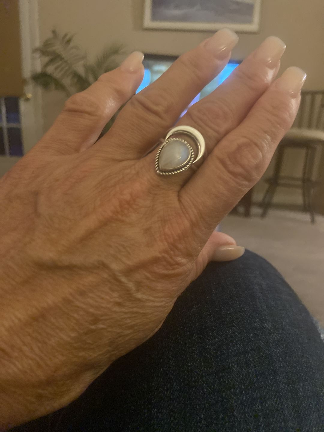 Customer photo review of Sterling Silver Crescent Moon Moonstone Ring