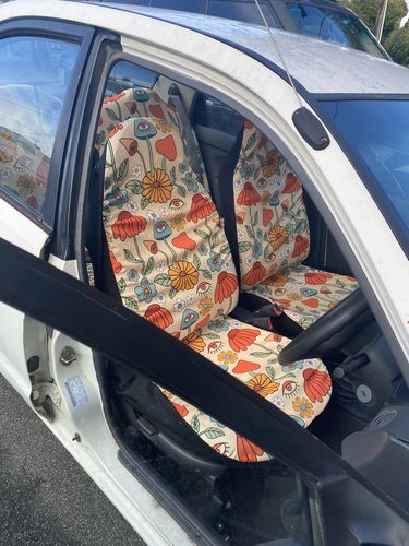 Customer photo review of Hippie Mushroom Love Car Seat Covers Full Set