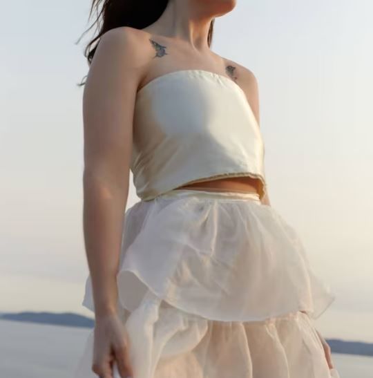 Customer photo review of Ivory Silky Stretch Satin