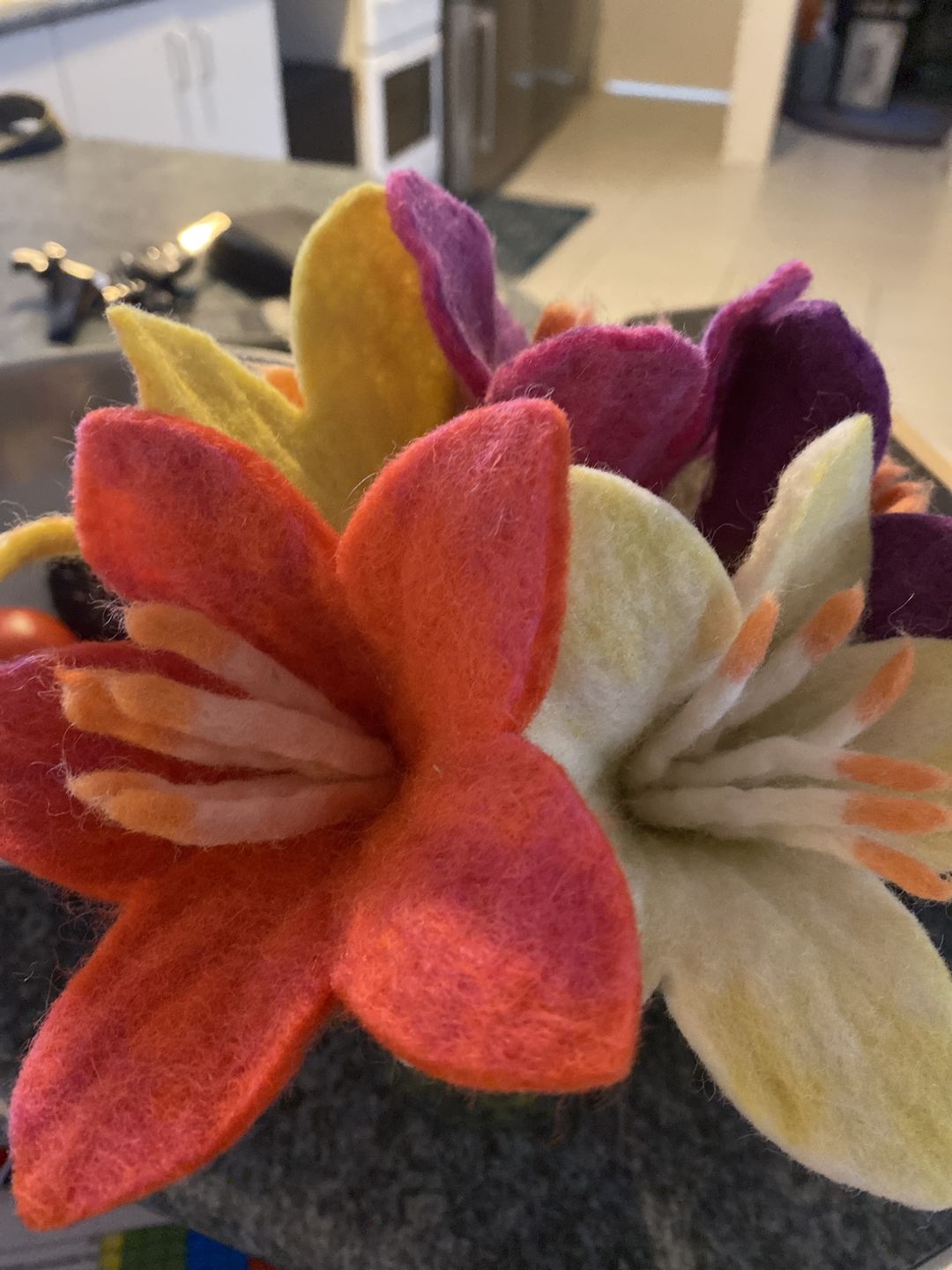 Customer photo review of Felt Flowers Set of 5 (Set A)