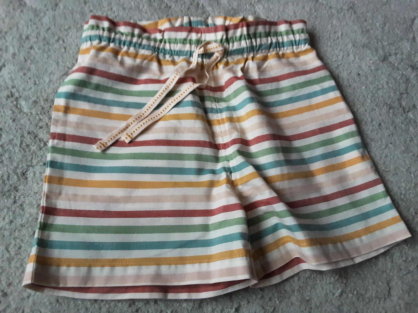 Customer photo review of By The Sea Rainbow Striped Seersucker Shorts