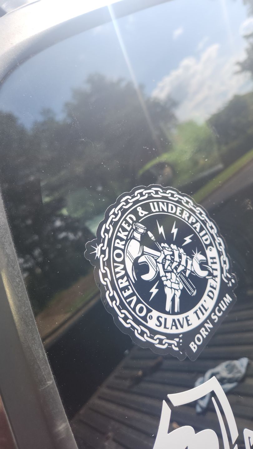 Customer photo review of OVERWORKED STICKER