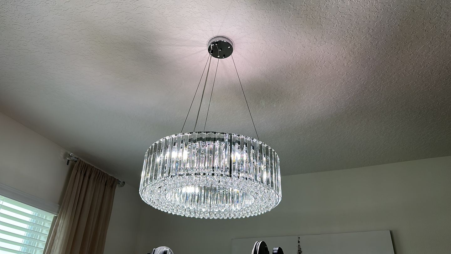 Customer photo review of Modern Chrome Round Drum Crystal Chandelier