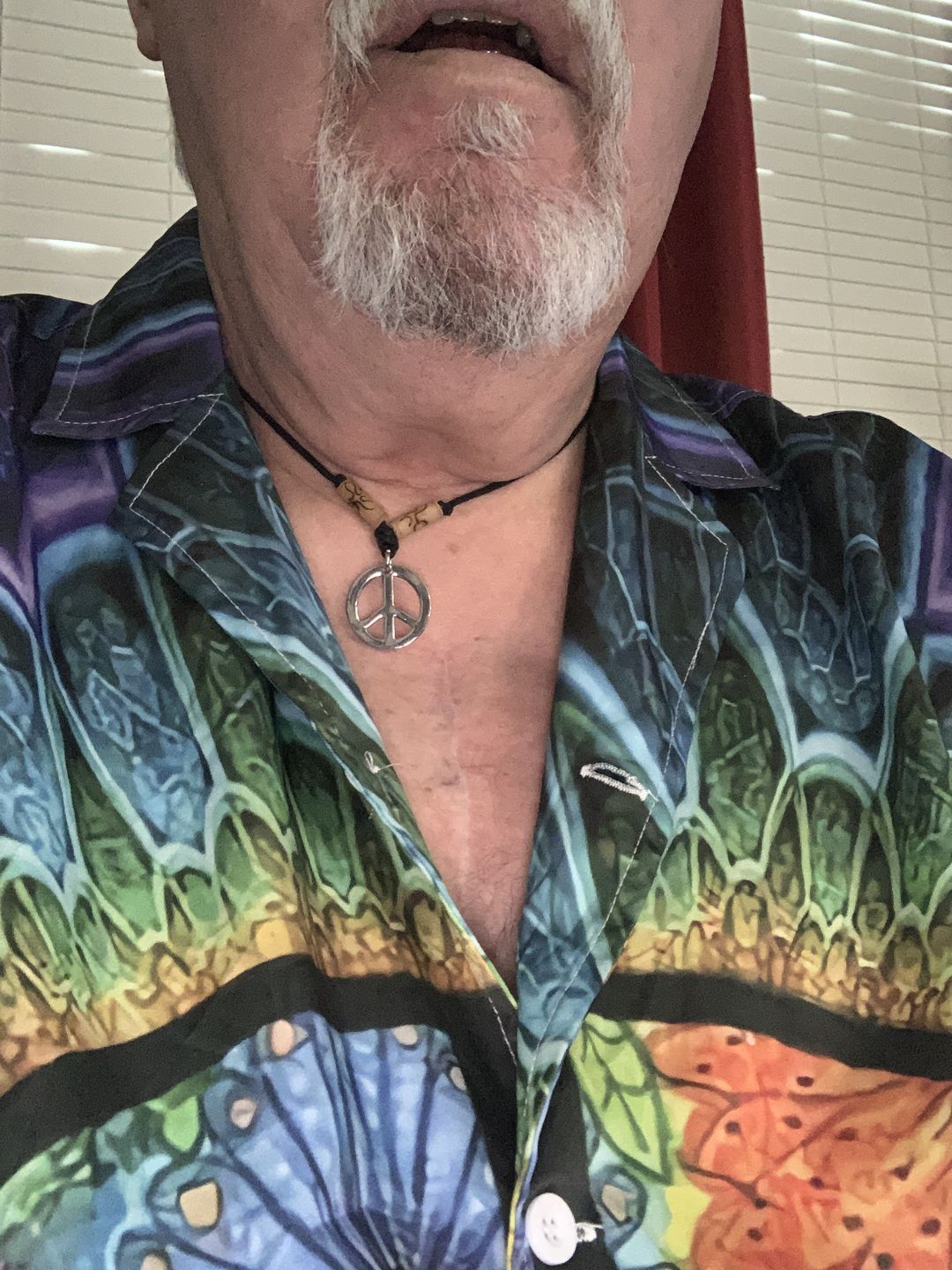 Customer photo review of Chrome Peace Necklace