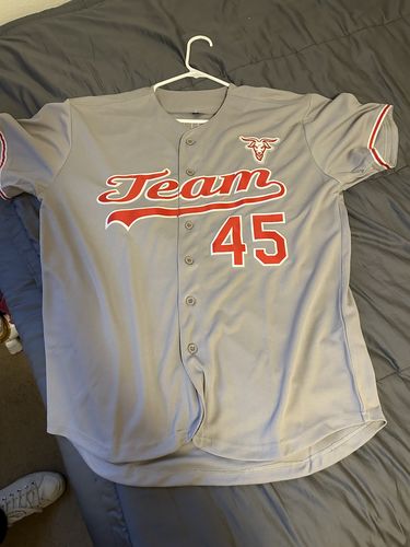 Customer photo review of Custom Gray Red-White Authentic Baseball Jersey