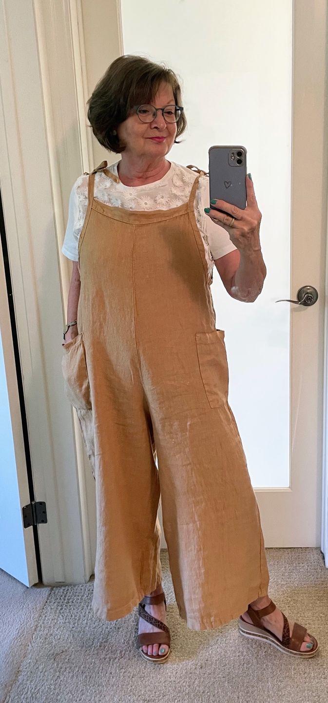 Customer photo review of Lighter Days Linen Jumpsuit (Tan)